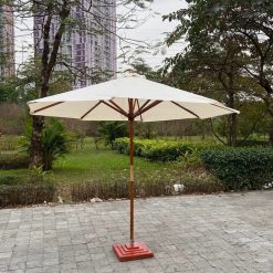 Ô dù hòa phát chính tâm cán gỗ 3m màu kem