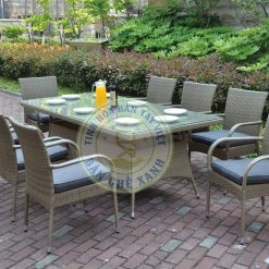 Bộ Bàn Ghế Ăn Mây Nhựa Ngoài Trời TL552