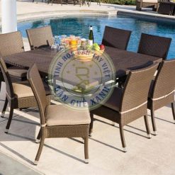 Bàn Ghế Ăn Mây Nhựa Ngoài Trời TL616