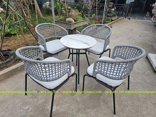 Bàn Ghế Cafe Đan Dây Dù, Rope TL33D8
