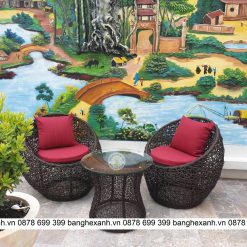 Bàn Ghế Mây Nhựa Ngoài Trời TL105