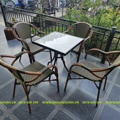 Bàn Ghế Mây Nhựa Ngoài Trời TL551