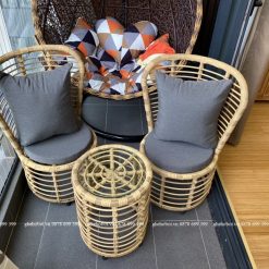 Bàn Ghế Mây Nhựa Ngoài Trời TL011