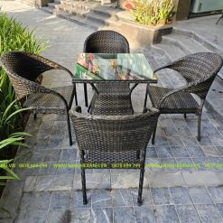 Bàn Ghế Mây Nhựa Ngoài Trời TL152