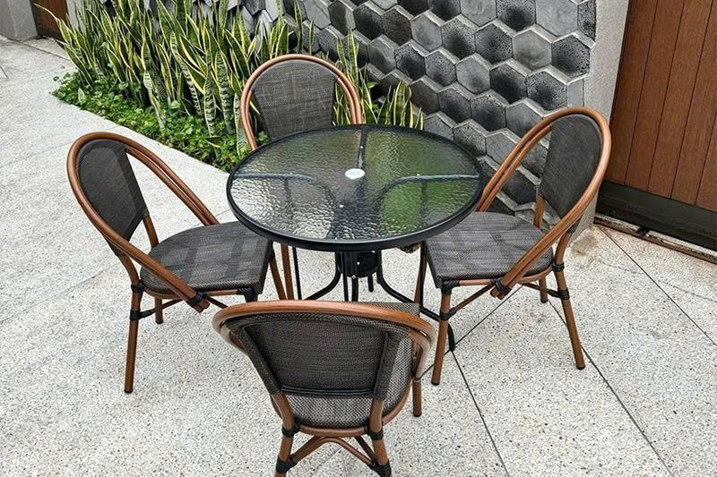 Bộ Bàn Ghế Cafe Ngoài Trời Khung Nhôm Lưới Texilene TL63E6