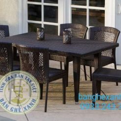 Bàn Ghế Ăn Mây Nhựa Ngoài Trời TL6A12